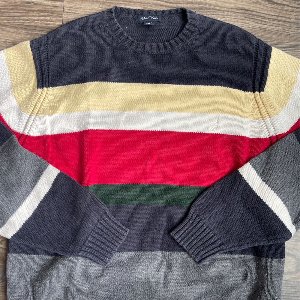 Y2K Nautica Men’s Color Block Knit pullover sweater - Picture 2 of 7